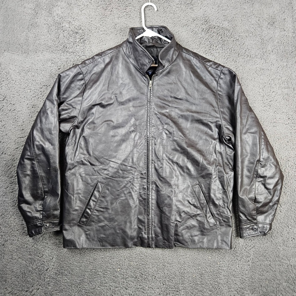 Vintage GAP Mens XL Genuine Leather Zip Jacket Black Quilted Lined Y2K 776019-02